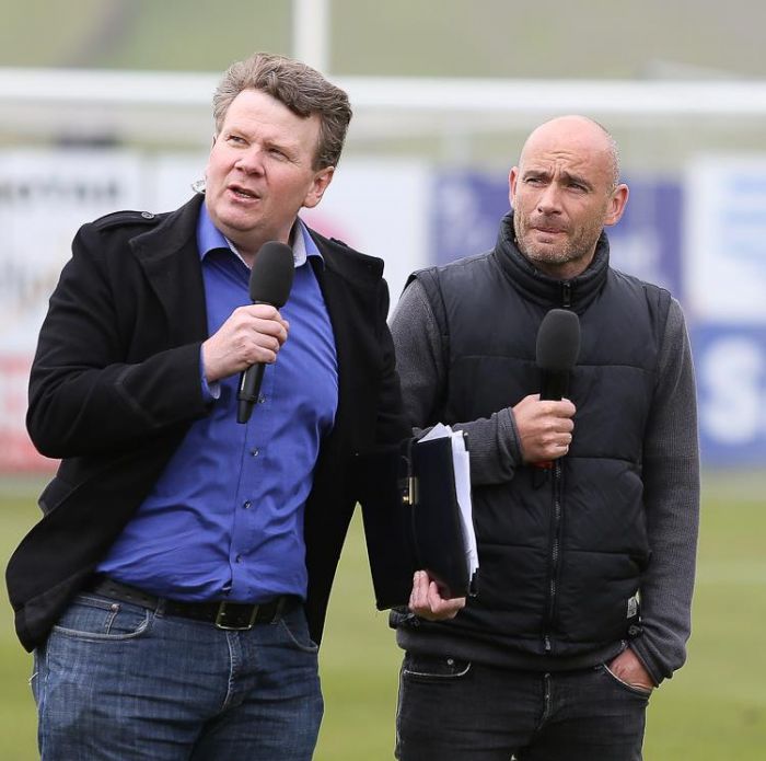 Hörður Magnússon og Tryggvi Guðmundsson í útsendingu á Stöð 2 Sport.