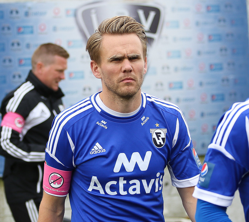 Davíð Þór fékk að líta rauða spjaldið eftir leik.