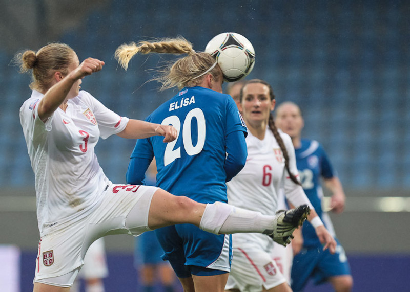 Frá leik Íslands og Serbíu 2014.