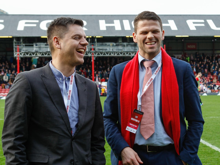 Það var létt yfir Ívari og Hermanni á Griffin Park