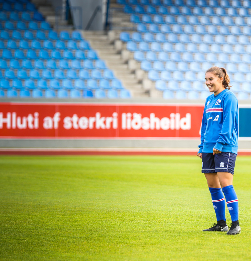 Anna Rakel á landsliðsæfingu í vikunni.