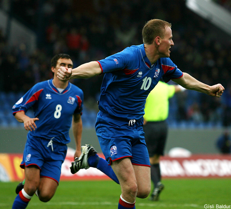 Ármann fagnar marki sínu gegn Norður-Írum árið 2007.
