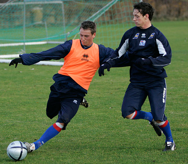 Eggert og Haddi á landsliðsæfingu árið 2008.
