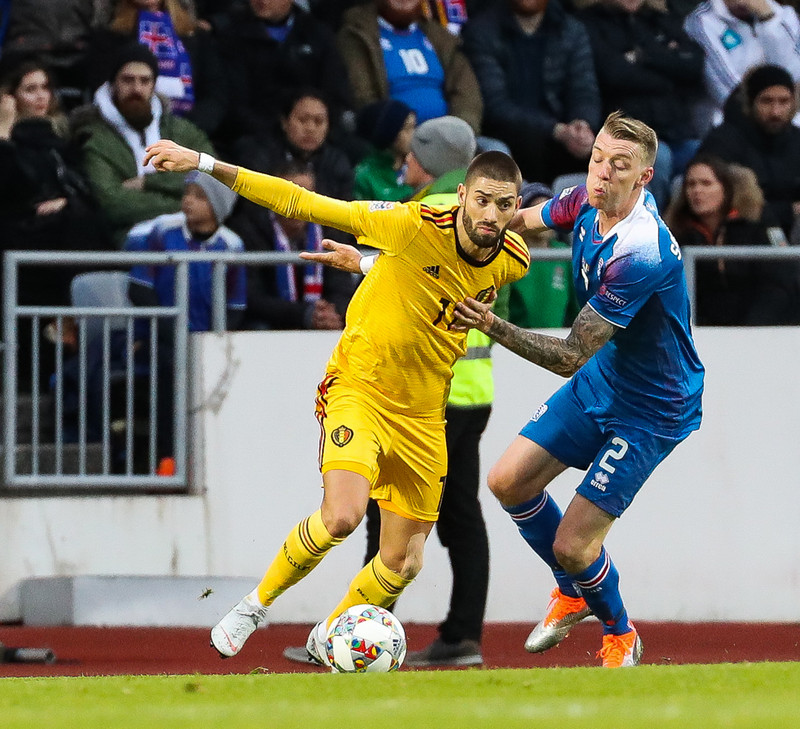 Carrasco í landsleik gegn Íslandi á Laugardalsvelli.
