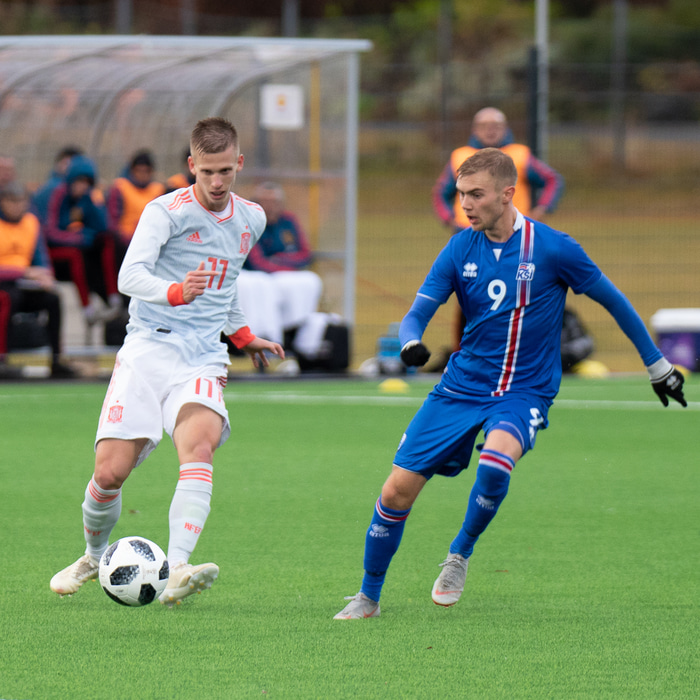 Dani Olmo í leik með U21 landsliði Spánar fyrir nokkrum árum síðan.