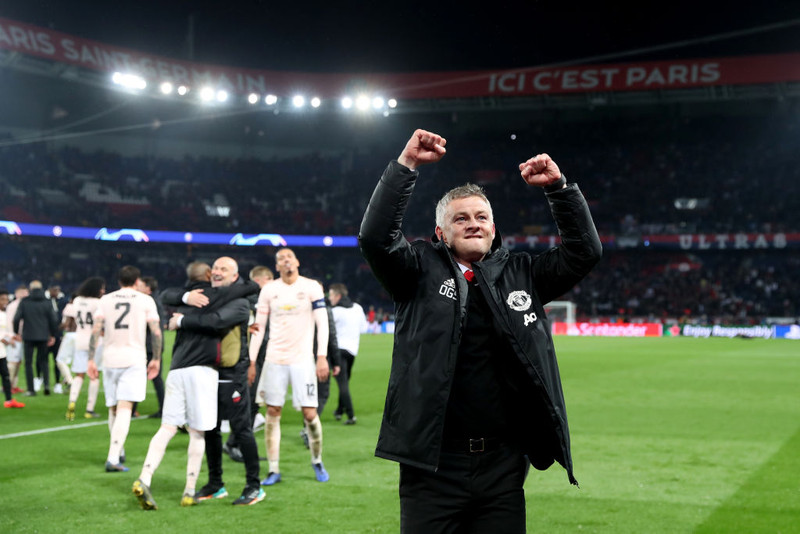 Ole Gunnar Solskjær fagnar sigrinum á PSG árið 2019. Endurtekur hann leikinn?