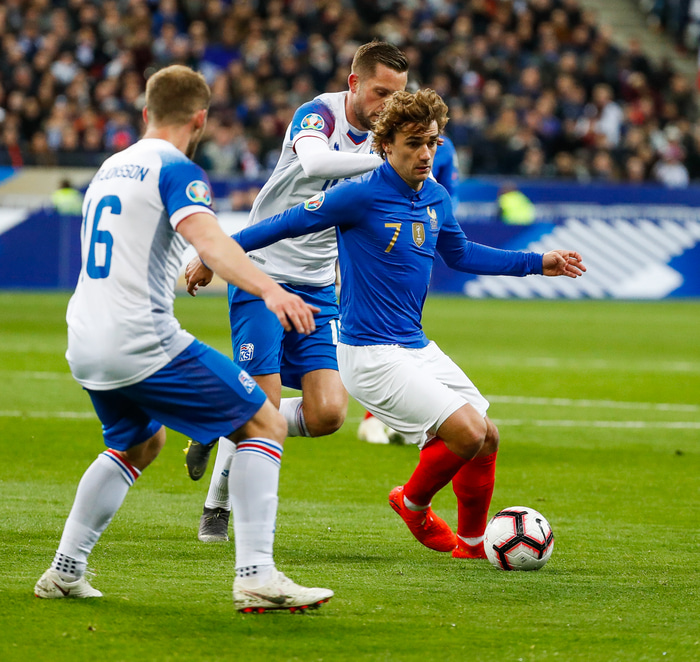 Griezmann í leik gegn Íslandi fyrr á þessu ári.