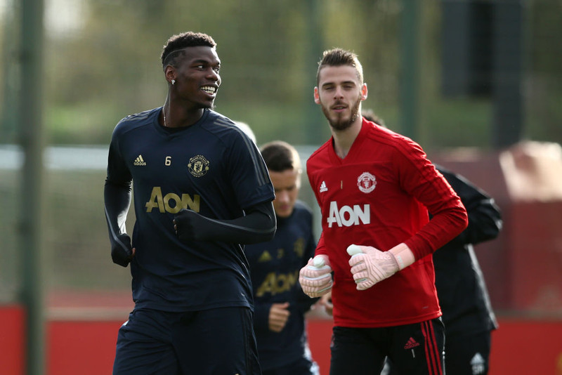 De Gea (til hægri) á æfingasvæðinu.