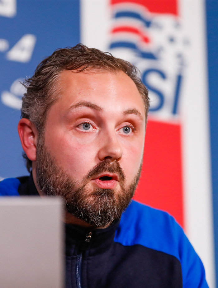 Davíð Snorri Jónasson þjálfari U21 árs landsliðsins.