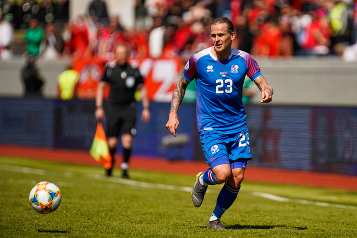 Ari Freyr Skúlason var á skotskónum í kvöld.