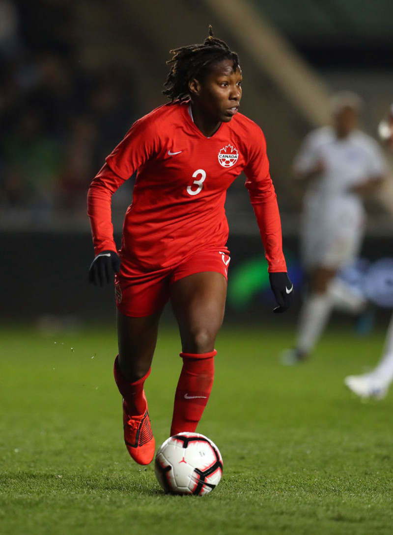 Kadeisha Buchanan skoraði sigurmark Kanada í kvöld.
