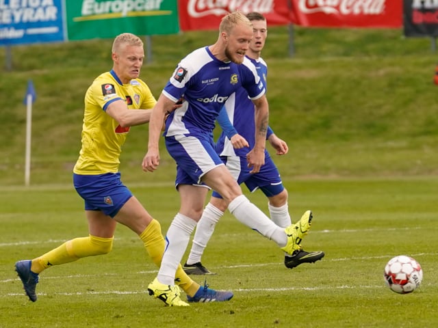 Hermann Ágúst (th) fær tækifæri i byrjunarliði Grindavíkur