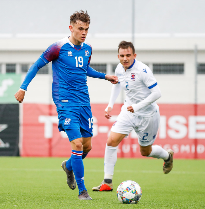 Guðmundur Andri í leik með U21 landsliðinu.