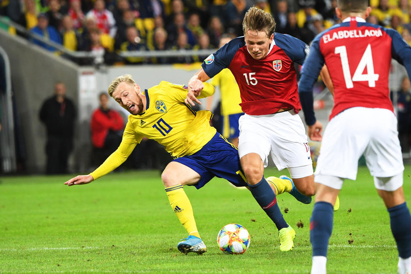 Emil Forsberg skoraði fyrir Svíþjóð gegn Norðmönnum