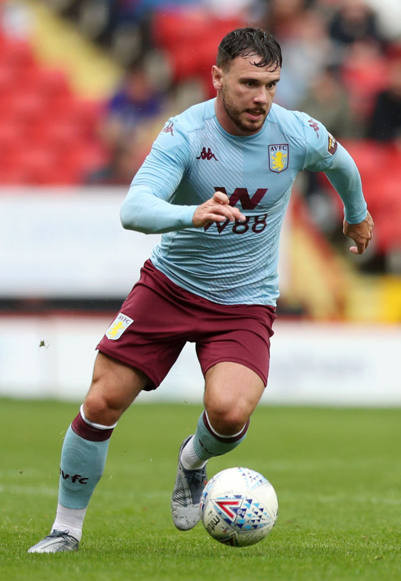 Scott Hogan gerði sigurmark Stoke City undir lok leiks. Hér er hann í treyju Aston Villa í æfingaleik í sumar.