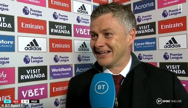Solskjær í viðtali eftir tapið gegn Arsenal.