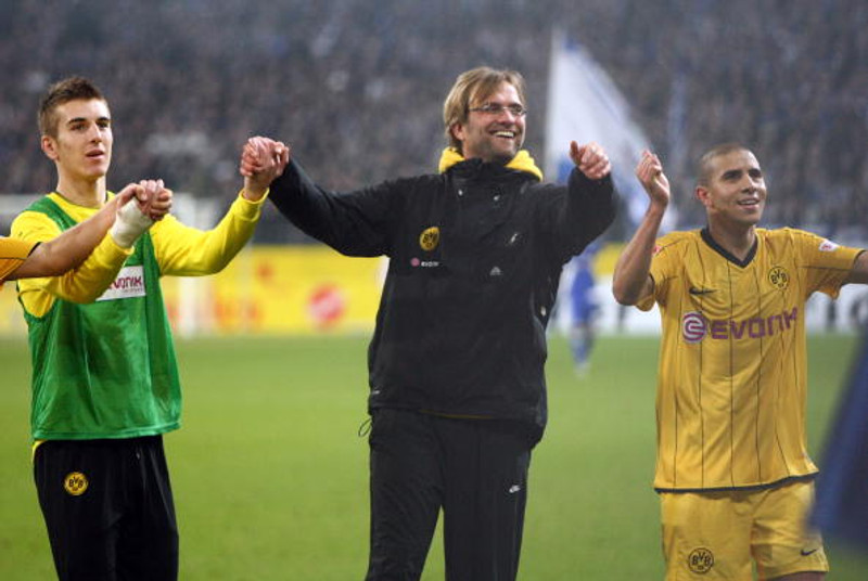 Á góðri stundu í Dortmund. Zidan er hægra megin við Klopp.