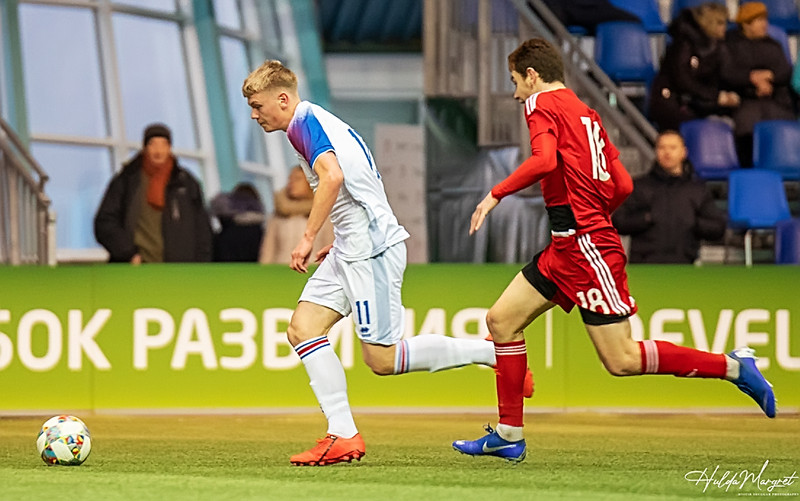 Orri Steinn skoraði fimm mörk í sigri í Færeyjum á síðasta Norðurlandamóti. Hann er 15 ára og því enn gjaldgengur í U16 landsliðið.