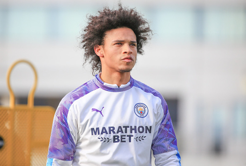 Leroy Sane á æfingu Manchester City.