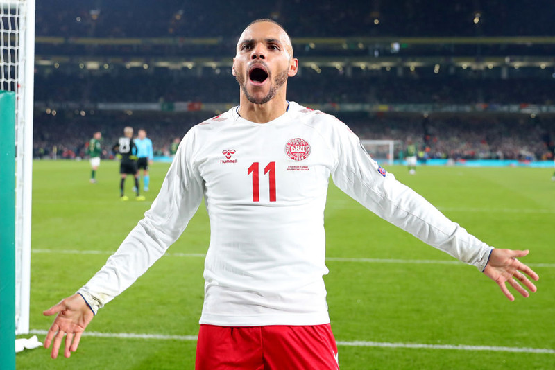 Martin Braithwaite, sóknarmaður Barcelona, er í danska liðinu.