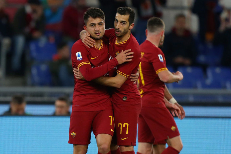 Ünder og Mkhitaryan voru samherjar hjá Roma á síðustu leiktíð.