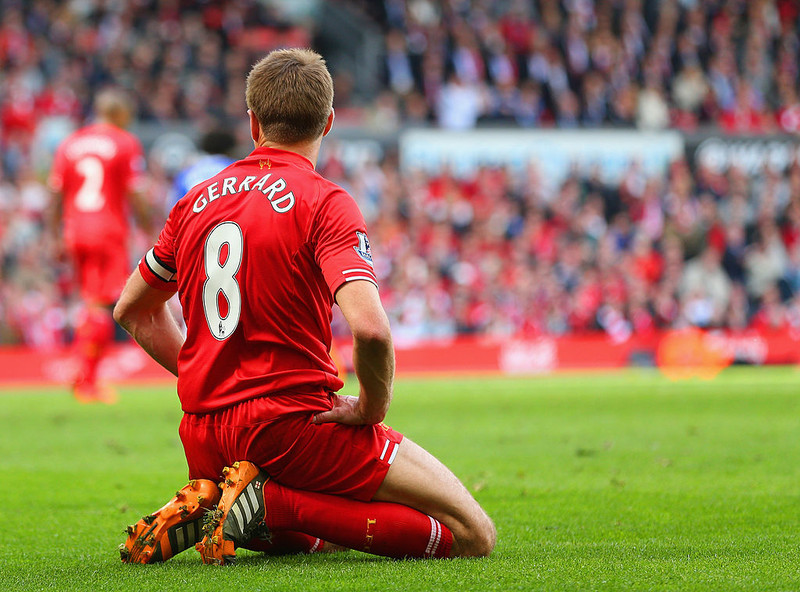 Steven Gerrard í leiknum örlagaríka gegn Chelsea árið 2014.