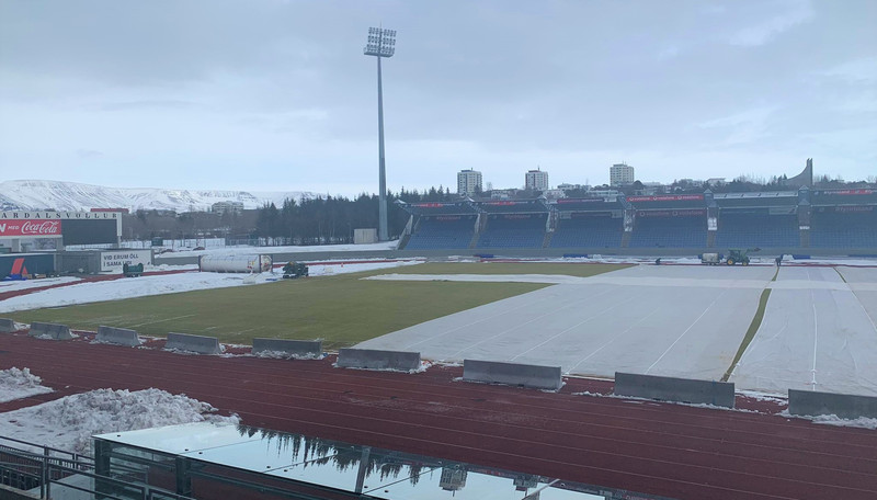 Pulsan var lögð á Laugardalsvöll í mars 2020.