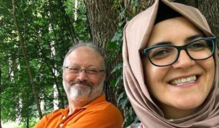 Jamal Khashoggi og unnusta hans, Hatice Cengiz.