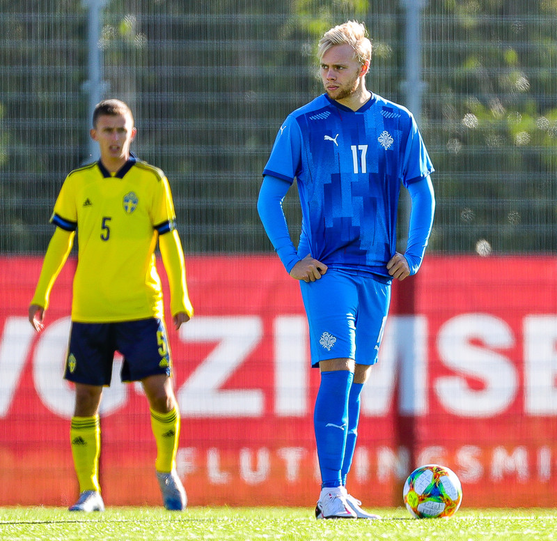 Sveinn Aron mun mögulega spila sinn fyrsta A-landsleik á morgun.