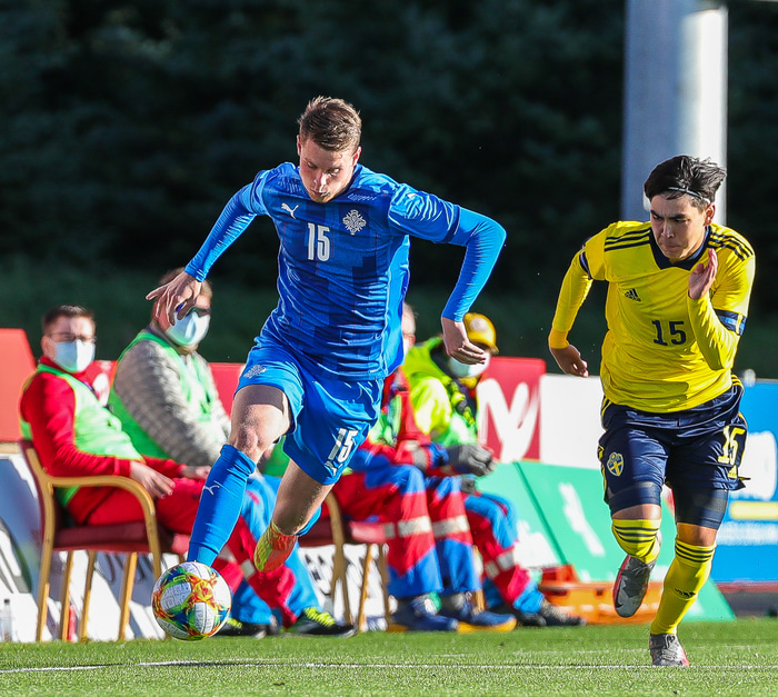 Valdimar í leik með U21 landsliði Íslands.