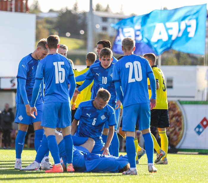 Úr leik hjá U21 landsliði Íslnads.