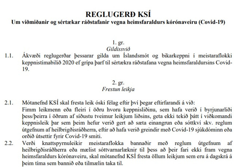 Samkvæmt reglum verður ekki spilað í íslenska boltanum til 19. október