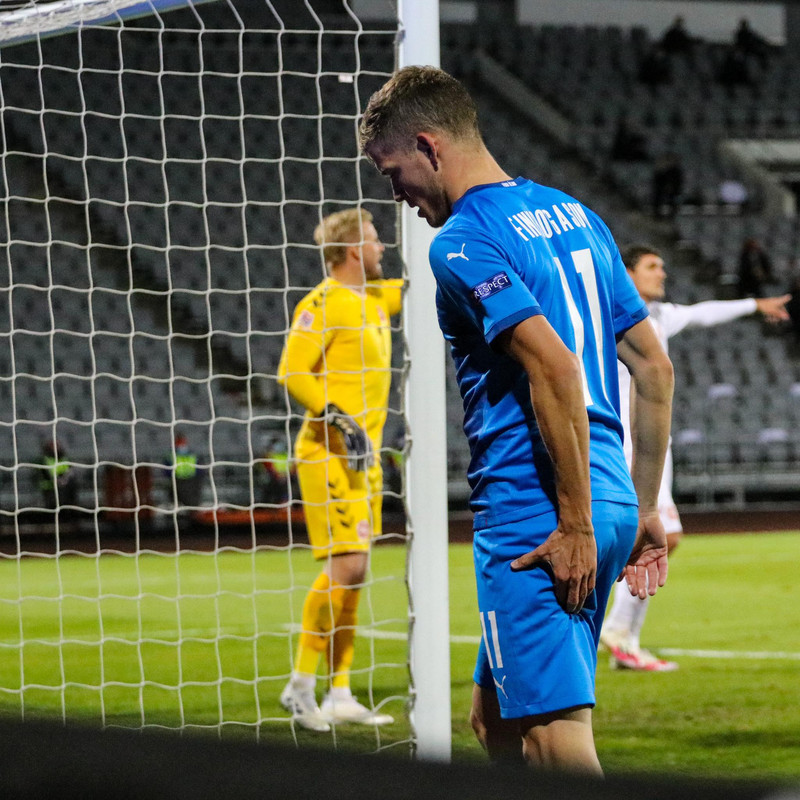 Alfreð Finnbogason meiddist aftan í læri.