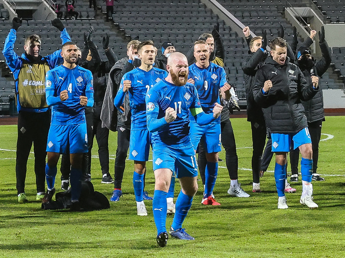 Sigri fagnað gegn Rúmeníu á dögunum.