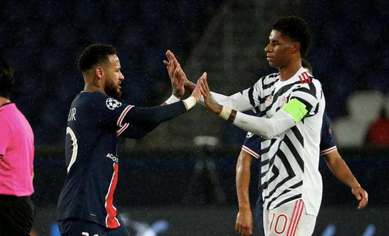 Neymar og Rashford í leikslok.