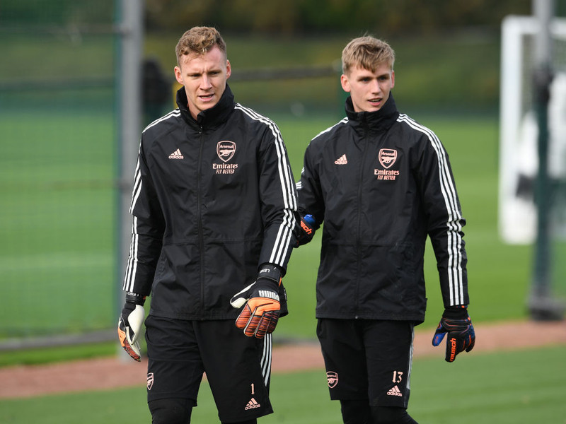 Bernd Leno og Rúnar Alex Rúnarsson. Leno var bestur í dag.