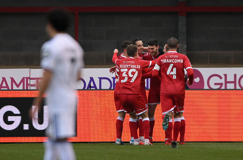 Crawley Town fagnar marki gegn Leeds.