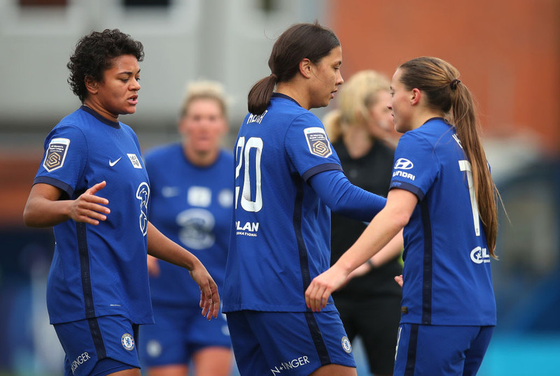 Sam Kerr skoraði eins og svo oft áður.