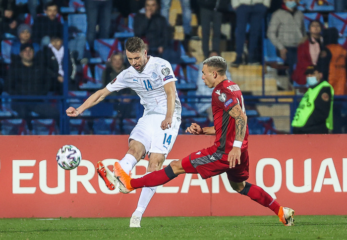 Kári í leiknum í dag.