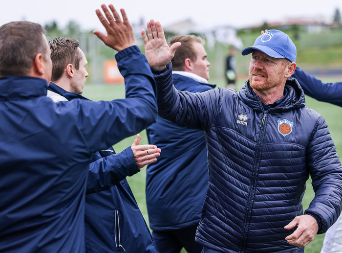 Jón gat fagnað í leikslok!