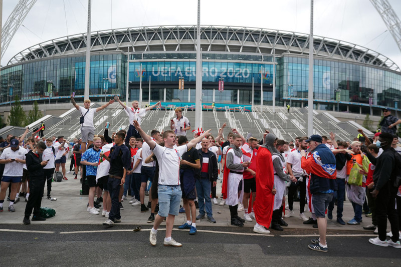 Fyrir utan Wembley í morgun.