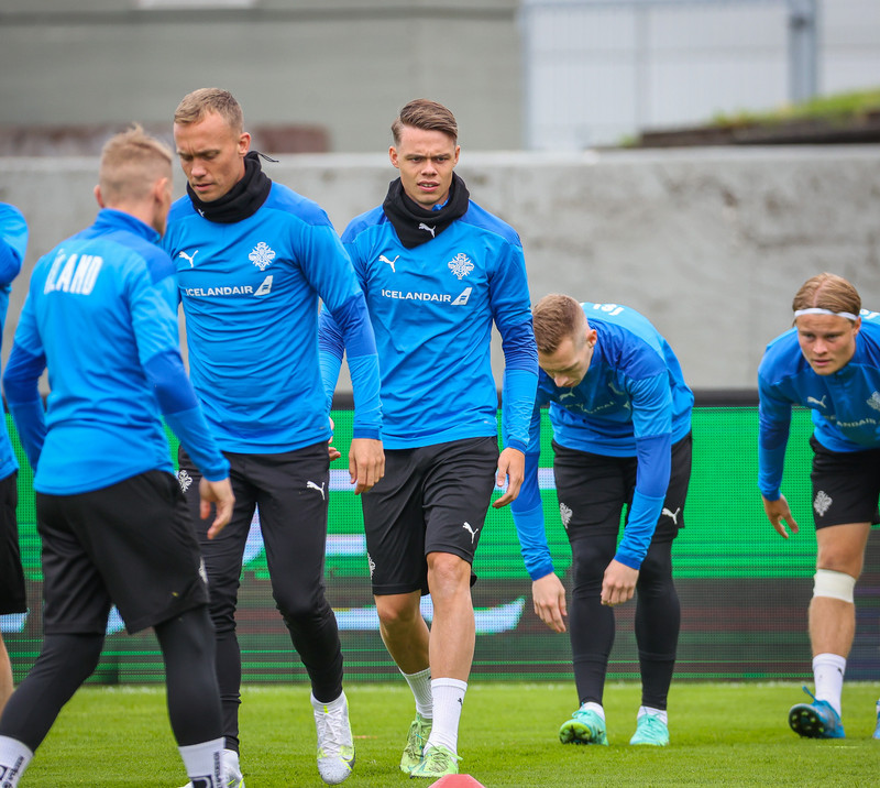 Myndaveisla frá æfingu Íslands í gærmorgun