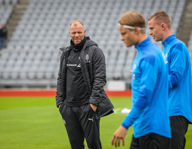 Myndaveisla frá æfingu Íslands í gærmorgun
