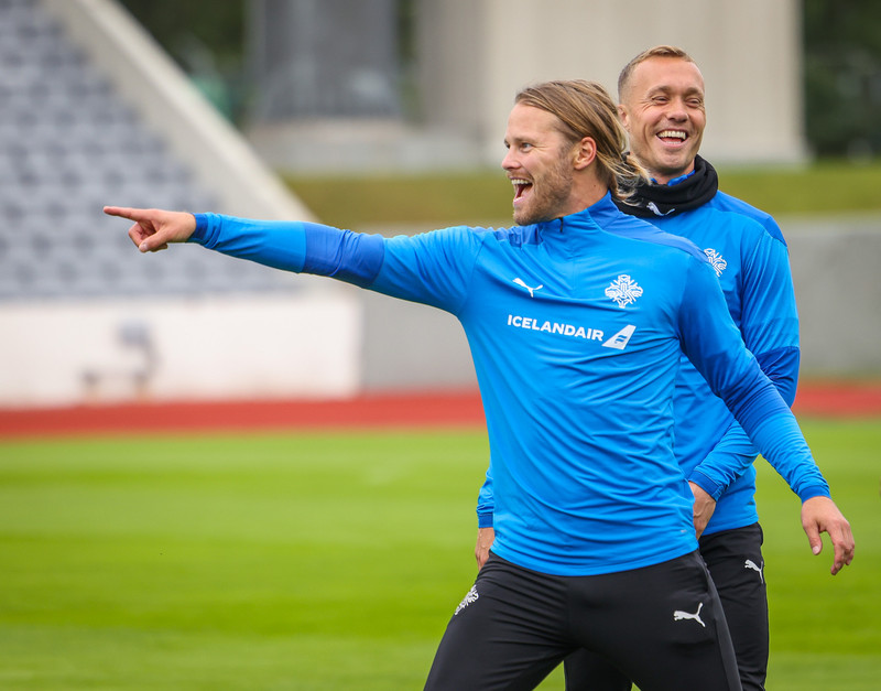 Myndaveisla frá æfingu Íslands í gærmorgun