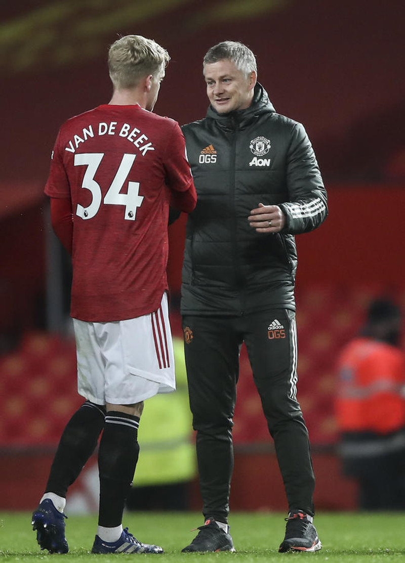 Donny van de Beek og Ole Gunnar Solskjær
