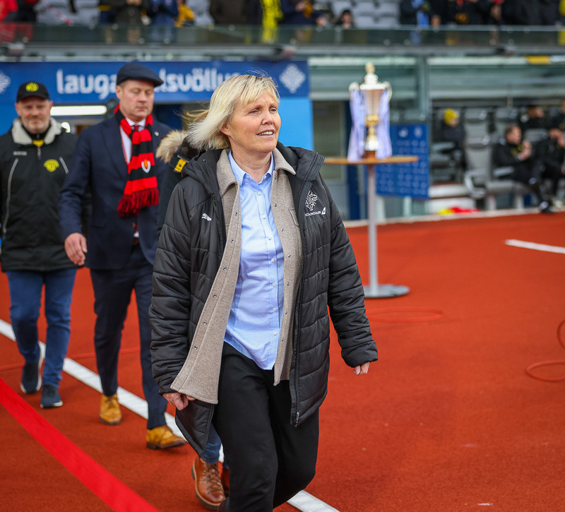 Vanda Sigurgeirsdóttir á Laugardalsvelli.