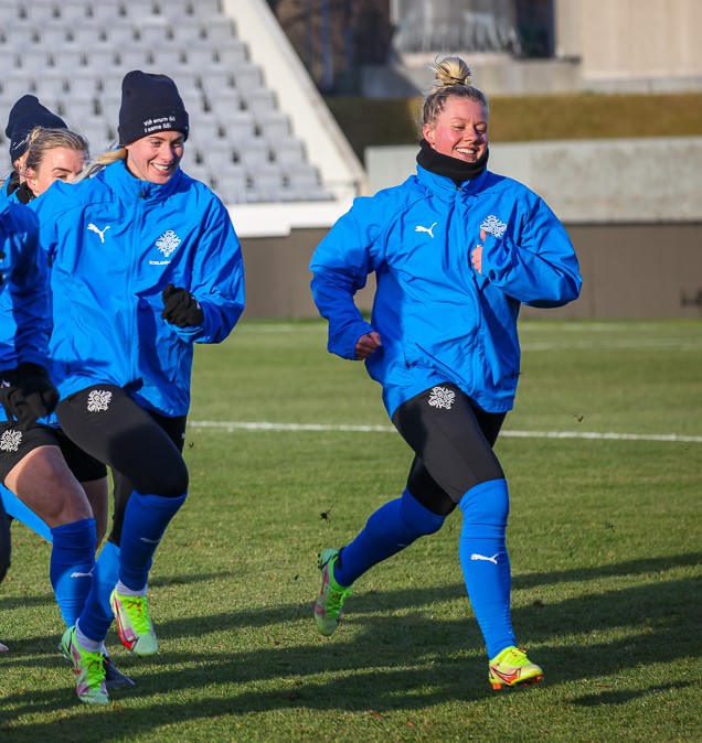 Selma Sól á landsliðsæfingu í dag.