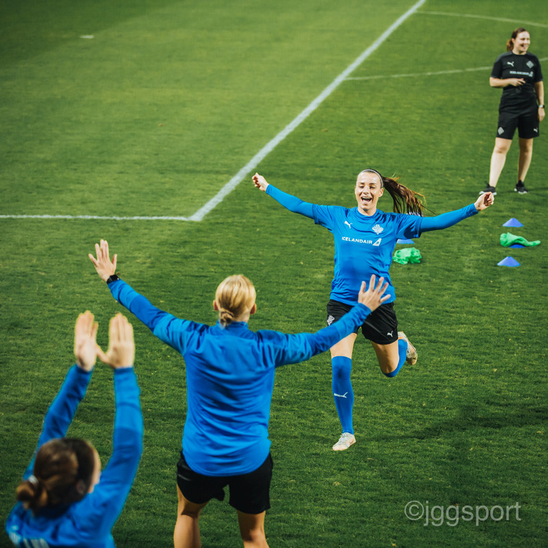 Hallbera Guðný Gísladóttir á æfingu Íslands í dag.