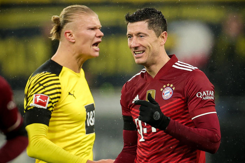 Erling Braut Haaland og Robert Lewandowski
