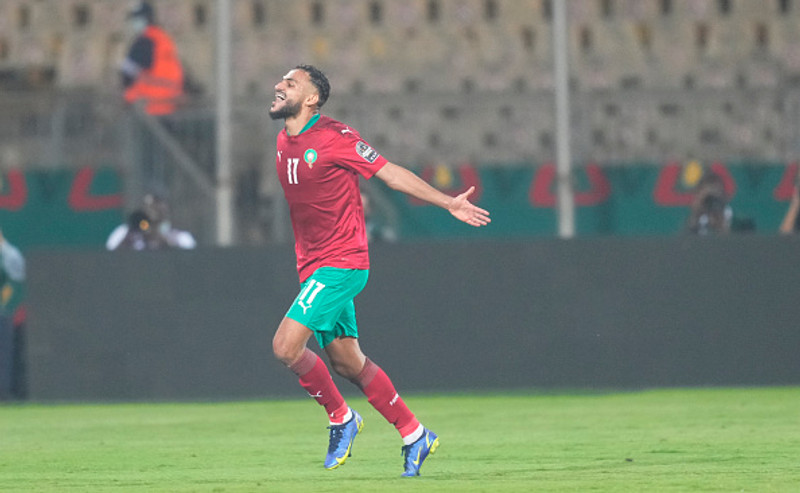 Boufal fagnar sigurmarki sínu gegn Gana.